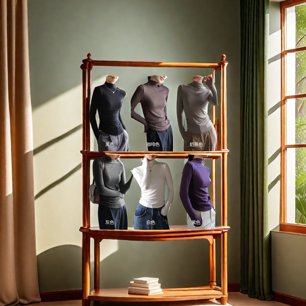 Autumn And Winter Women's Inner Matching High Quality Thick Modal Half High Neck Solid Color Long Sleeve Top Base Coat Base Coat Warm Comfortable Fashion Trend details Picture