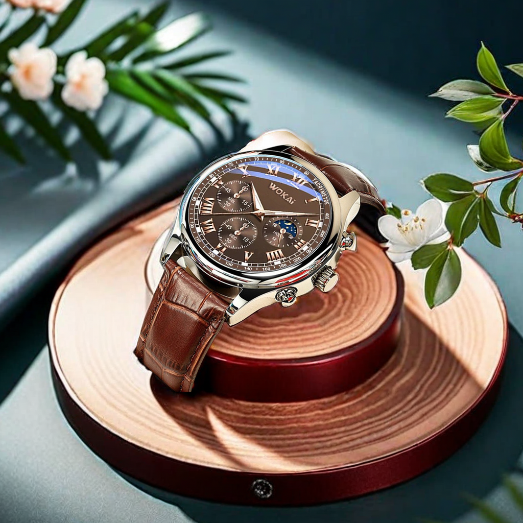 Wokai 2023 New Men's Watch Quartz Mechanical Watch Business Casual Belt Sports Watch Exquisite Men's Watch Fashion Trend details Picture