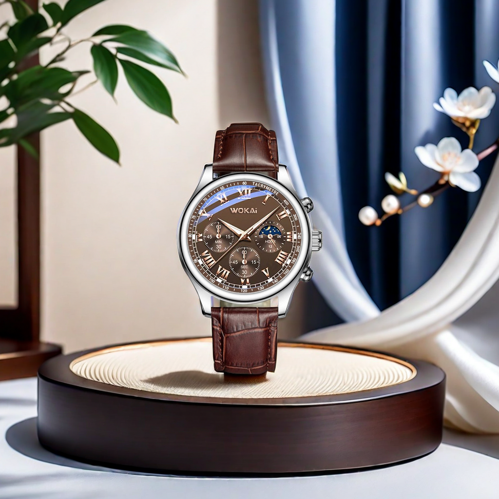 Wokai 2023 New Men's Watch Quartz Mechanical Watch Business Casual Belt Sports Watch Exquisite Men's Watch Fashion Trend Item Picture