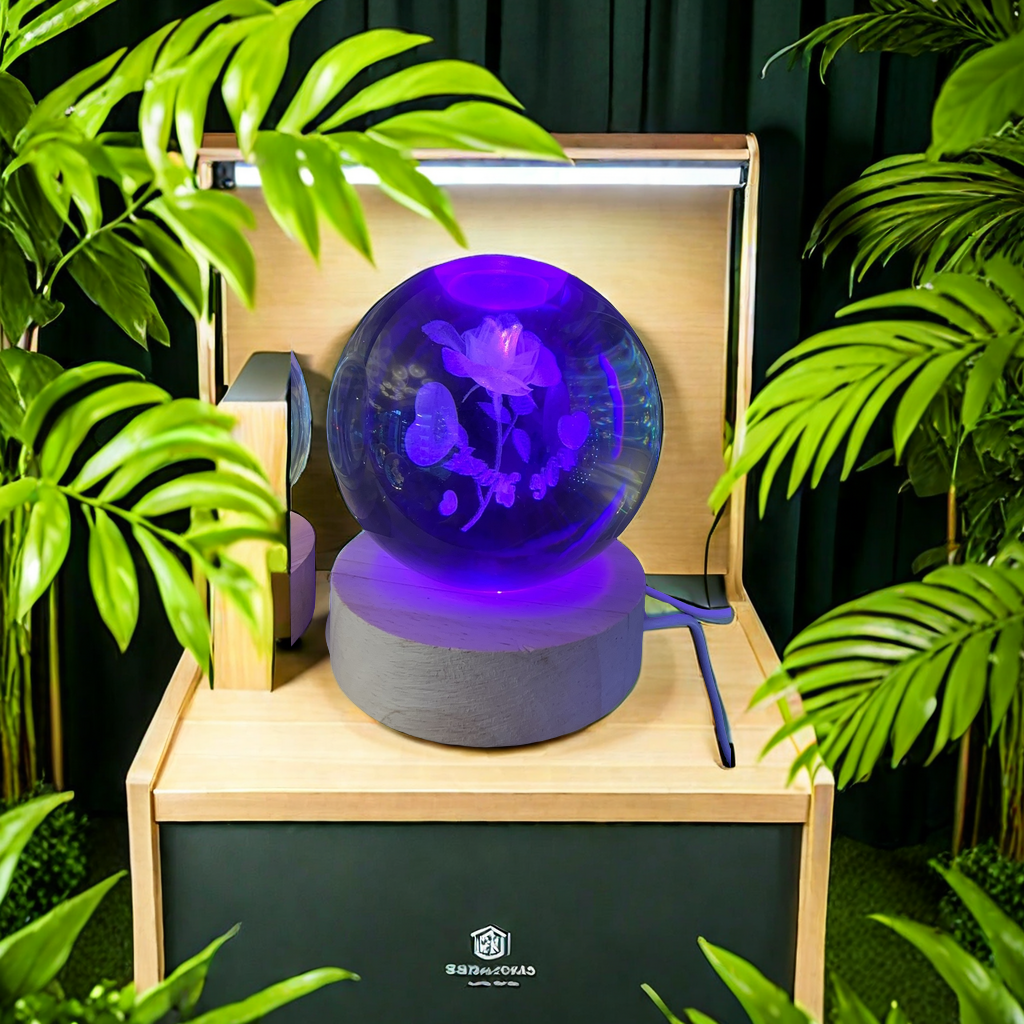 旋转木马音乐盒 八音盒乐器 水晶球设计 音乐盒装饰品 优雅音乐瞬间唤醒记忆