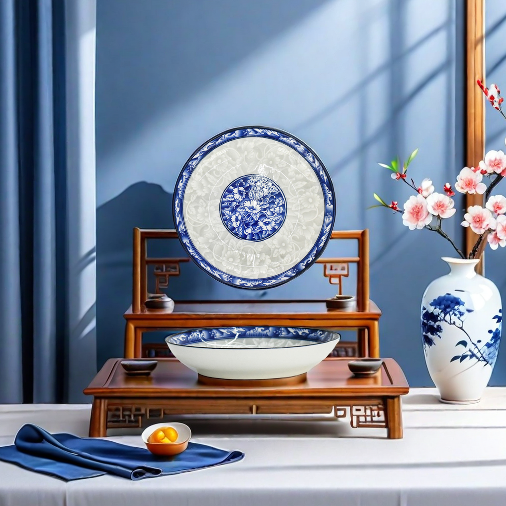 Factory direct sales of Jingdezhen Japanese-style blue and white porcelain tableware sets. Home dining bowls, chopsticks, plates and plates. Enjoy delicious food starting from elegant tableware Item Picture