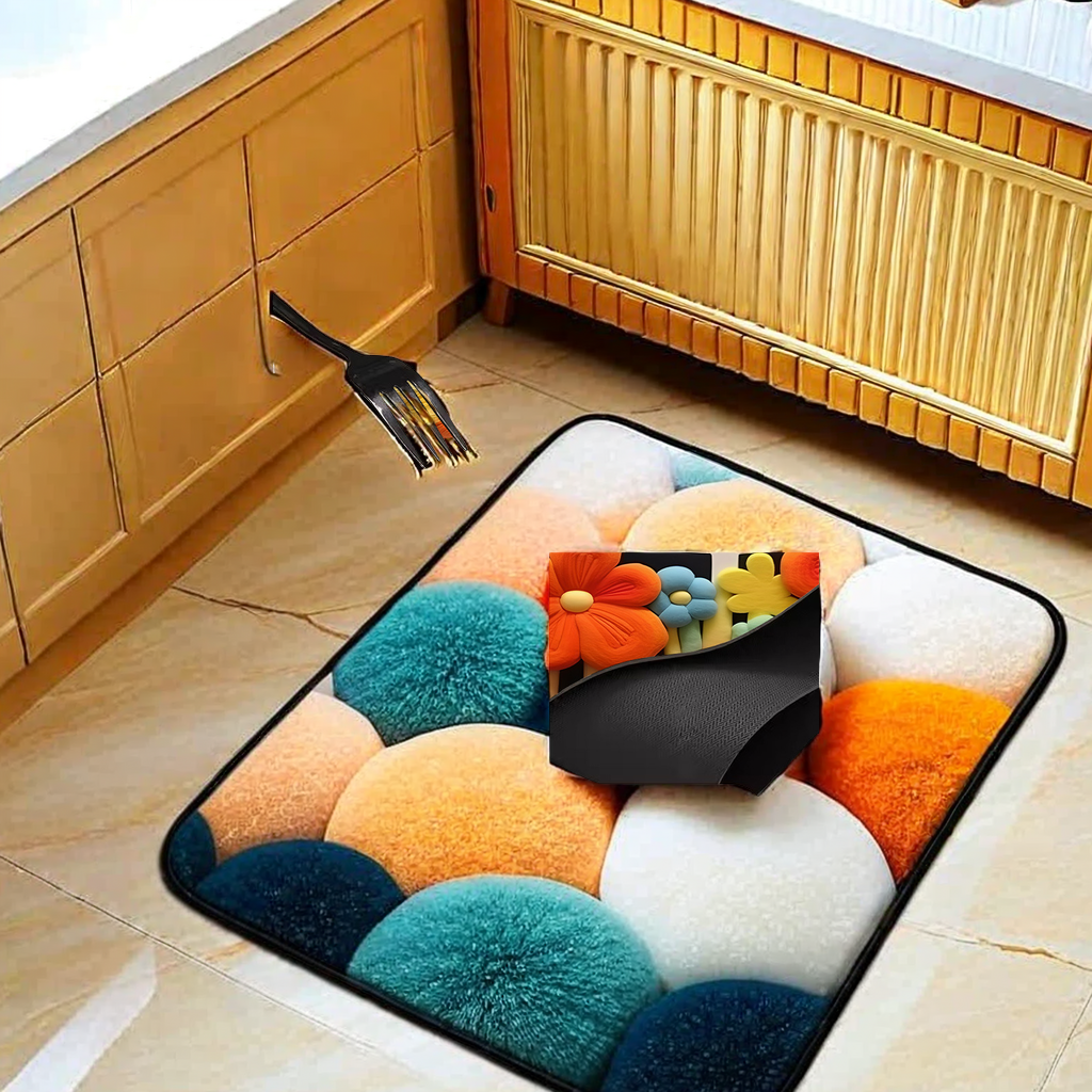 New 3D stereoscopic wool ball diatom mud floor mat, ocean ball design, bathroom supplies, water-absorbing and anti-slip technology fabric, bathroom foot mat, carpet-style bathroom mat Application Scenario