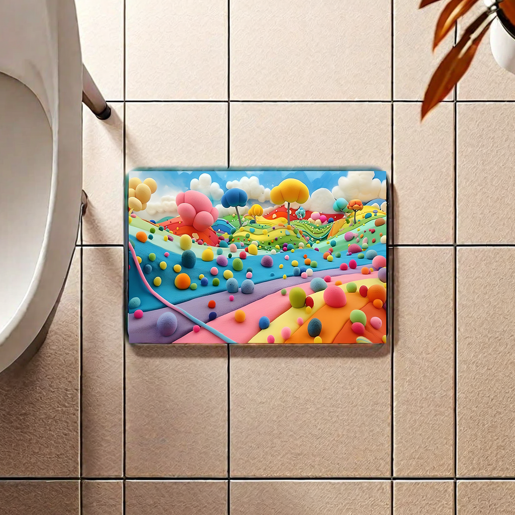 New 3D stereoscopic wool ball diatom mud floor mat, ocean ball design, bathroom supplies, water-absorbing and anti-slip technology fabric, bathroom foot mat, carpet-style bathroom mat Item Picture