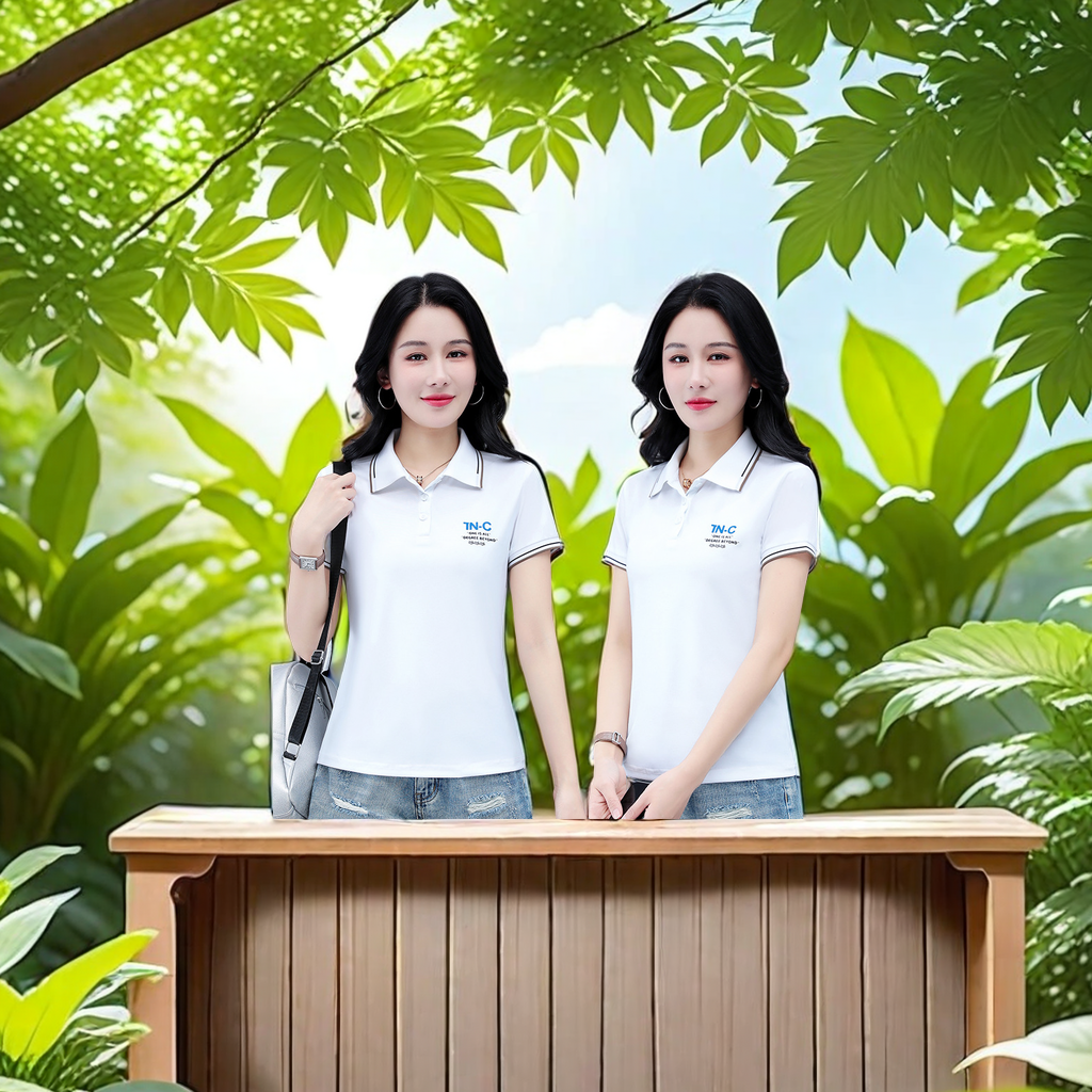 Ice Silk short-sleeved T-shirt for women, new summer polo shirt, casual lapel, large-sized shoulder sport T-shirt top, women's couple outfits, trendy, fashionable and comfortable details Picture