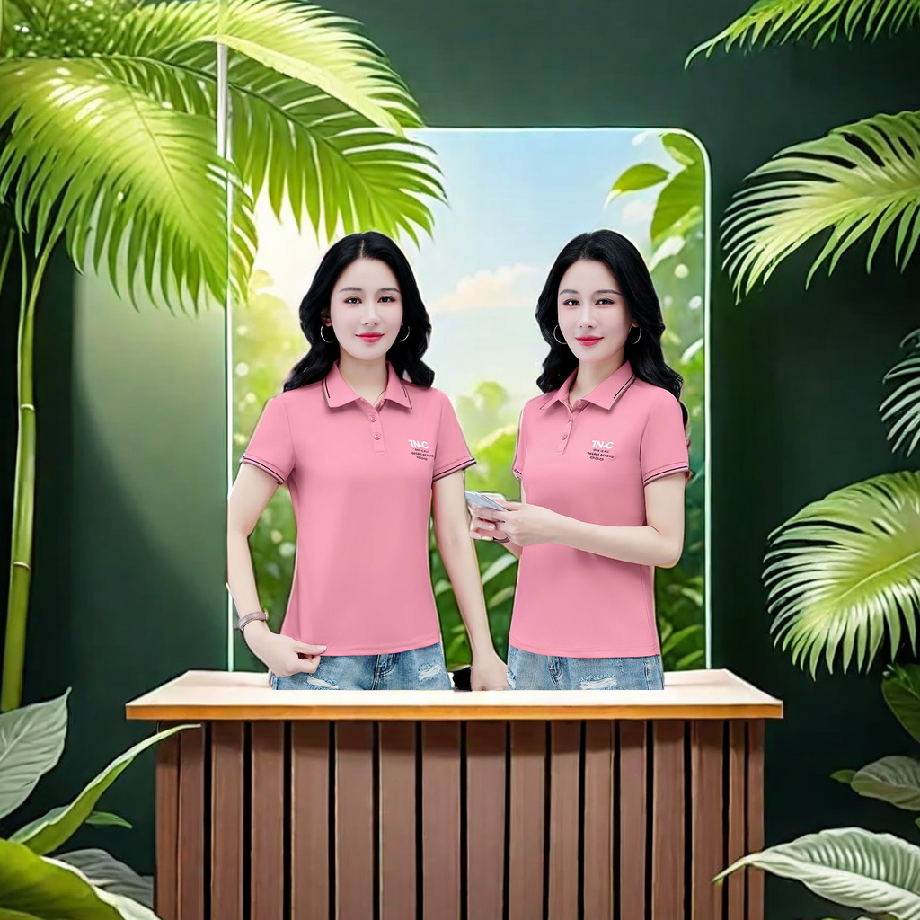 Ice Silk short-sleeved T-shirt for women, new summer polo shirt, casual lapel, large-sized shoulder sport T-shirt top, women's couple outfits, trendy, fashionable and comfortable Specification image