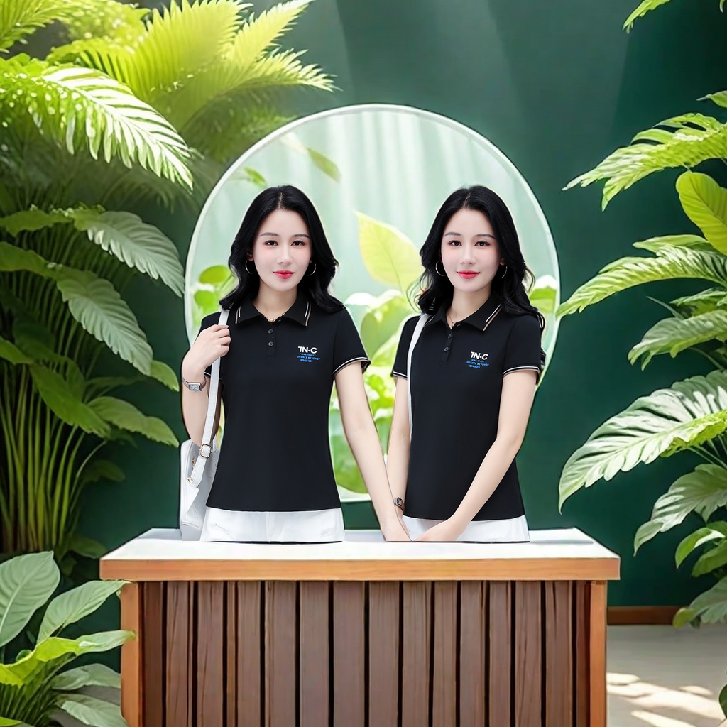 Ice Silk short-sleeved T-shirt for women, new summer polo shirt, casual lapel, large-sized shoulder sport T-shirt top, women's couple outfits, trendy, fashionable and comfortable Application Scenario