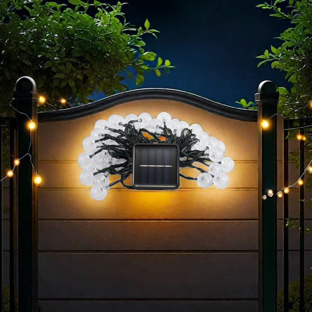 LED solar light strings, bubble ball string lights, 80 lights, outdoor waterproof, festival decorative colored lights, courtyard Christmas lights, ceiling lights, styles available for selection, environmentally friendly and energy-saving lighting decorations Item Picture