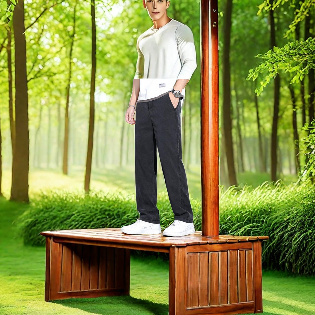 Spring and summer men's casual pants: thin, elastic, tight waist, loose, straight, drape, sporty long pants. Solid color summer pants: fashionable, comfortable and durable Application Scenario