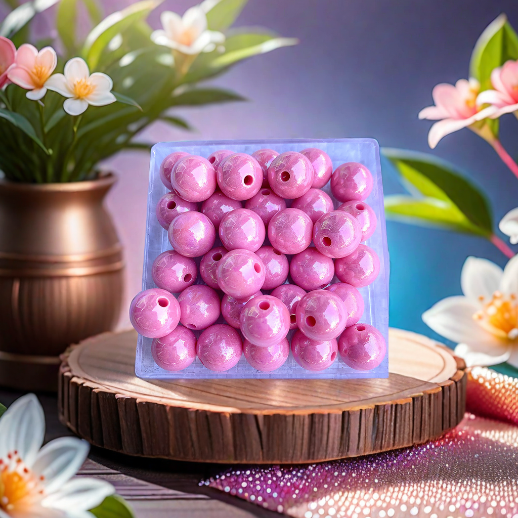 Electroplated AB color acrylic round beads, iridescent color DIY string beads, wholesale plastic loose beads, handcrafted materials, Gongfu tea set decoration acrylic beads Application Scenario