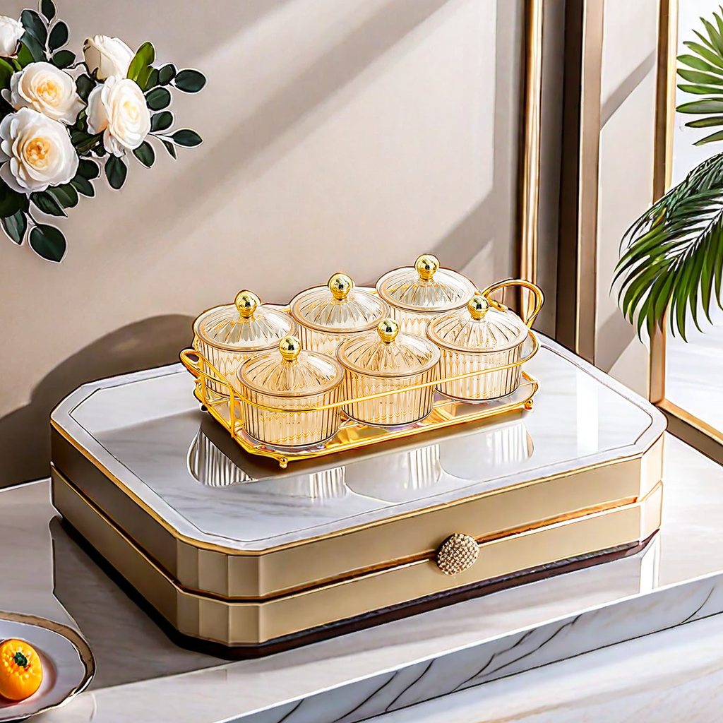 Light Luxury Perfume Fruit Tray Home Living Room Coffee Table Snacks Placed High-Grade Division Fruit Tray Nuts Dried Fruit Candy Tray Beautiful And Practical Item Picture