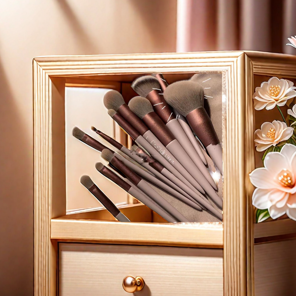 凿网红13支奶茶色化妆刷套装全套 散粉刷眼影刷子 速干软毛初学者专用 轻松打造完美妆容