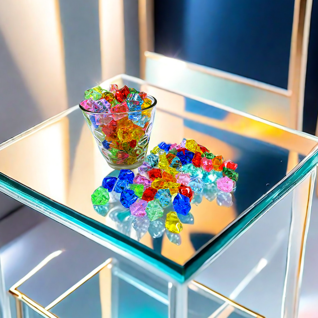 Acrylic imitation gemstone earrings, ice cubes, seven-color crystal fish tank decoration, children's playground stage decoration, plastic toys details Picture