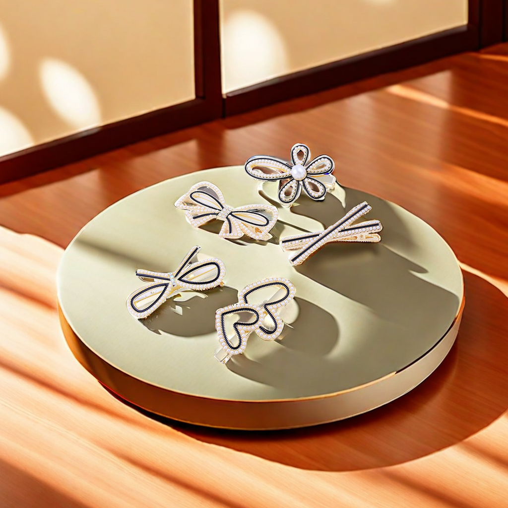 Korean version alloy duckbill clip manufacturer, elegant and popular hair clip, pearl heart, multiple women's bow duckbill clips, hair accessories, hair clips details Picture