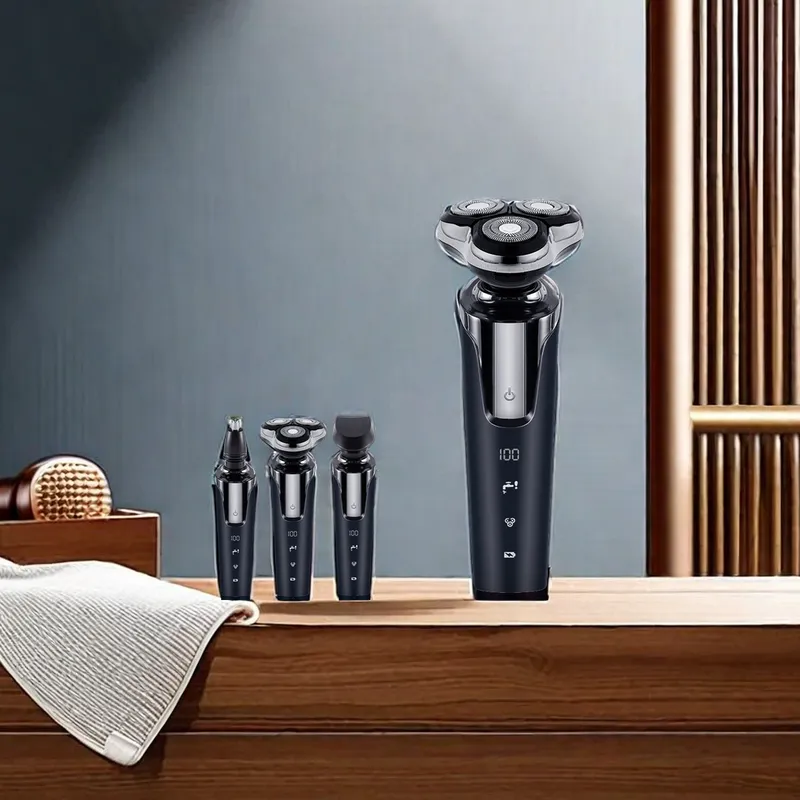 Cross-Border Digital Display 8801 Electric Shaver Type-C Fast Charging 3-In-1 Floating Double Ring Design Beard Knife Full Shave No Residue Razor