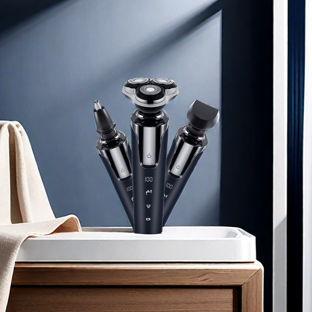 Cross-Border Digital Display 8801 Electric Shaver Type-C Fast Charging 3-In-1 Floating Double Ring Design Beard Knife Full Shave No Residue Razor details Picture