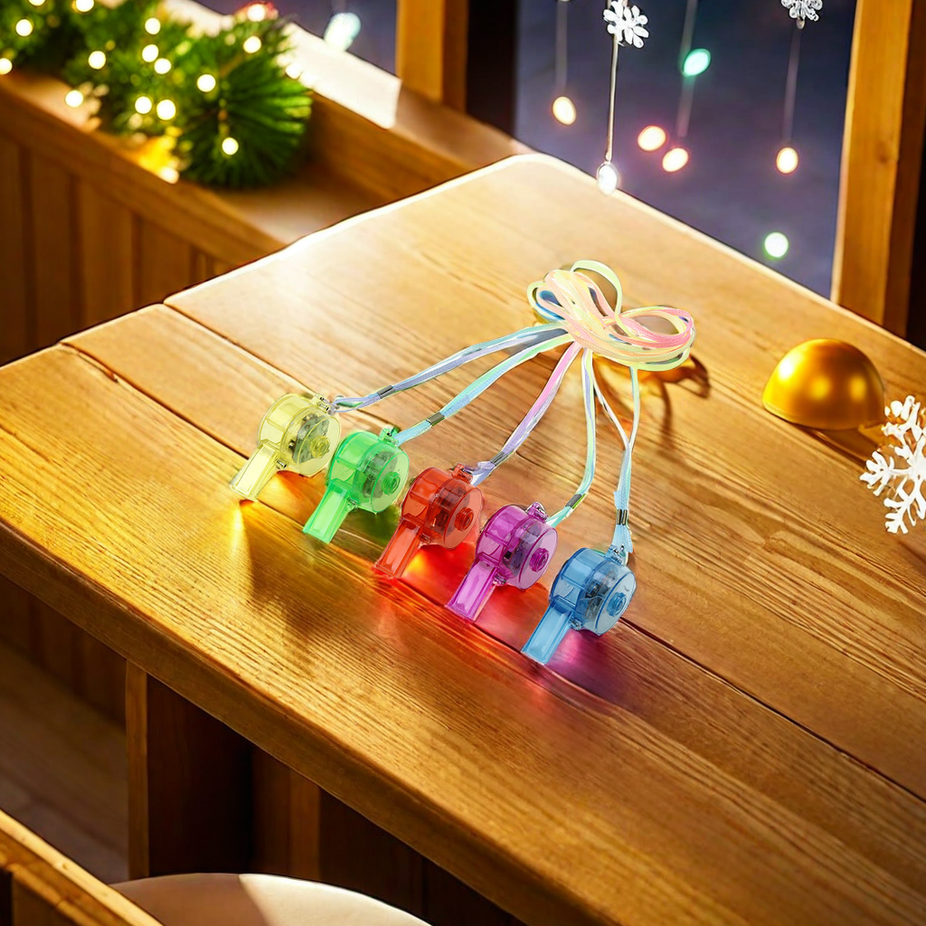 儿童玩具/圆形发光口哨/助威闪光哨子白底实物图