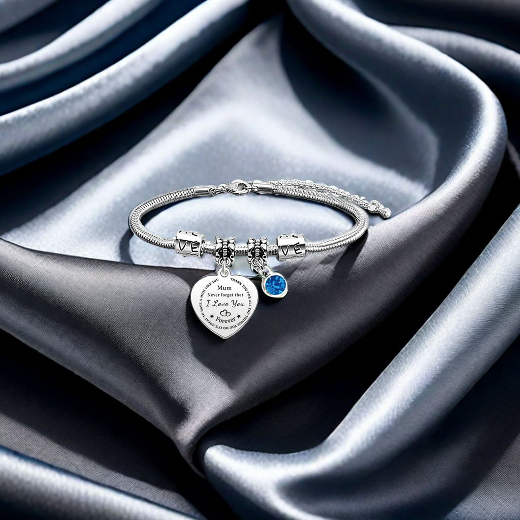 Wholesale of cross-border Mother's Day blue diamond festival gifts from Europe and America: stainless steel snake bone bracelets, engraved titanium steel bracelets, fashionable bracelets, exquisite decorations
