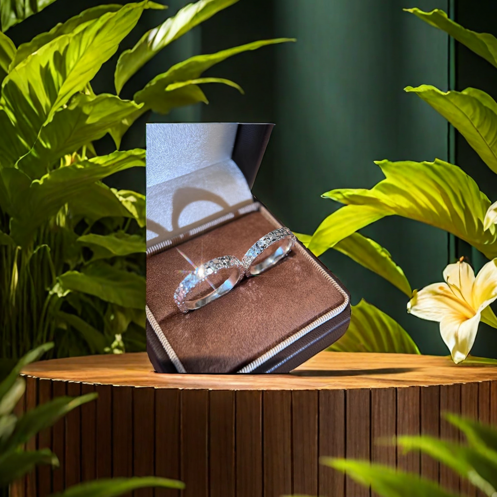 情侣专属碎冰冰戒指 爱情记忆永恒印记 纯银情侣对戒 独特设计时尚潮流