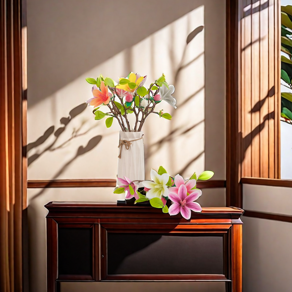 直销高档仿真花 绢花批发 玉兰花英雄花假花 客厅落地装饰花卉 美丽绽放不凋谢