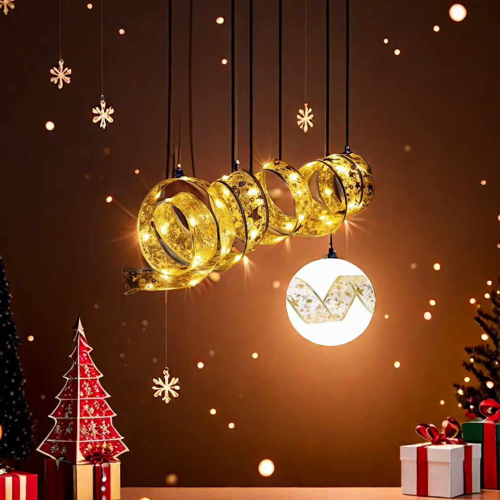 Cross-border new Christmas ribbon decorative lights, colorful ribbon silk Christmas trees, bedroom illuminated fabric room decoration handicrafts Application Scenario