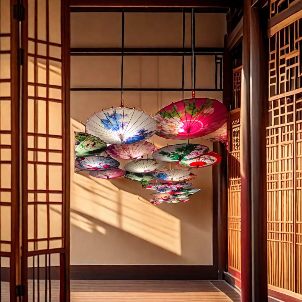 Factory Direct Chinese Style Silk Umbrella Handmade Antique Style Oil Paper Umbrella Lady Dance Hanfu Decorative Ceiling Umbrella Wholesale Candles Attached