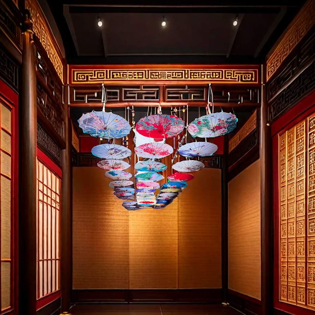 Factory Direct Chinese Style Silk Umbrella Handmade Antique Style Oil Paper Umbrella Lady Dance Hanfu Decorative Ceiling Umbrella Wholesale Candles Attached details Picture