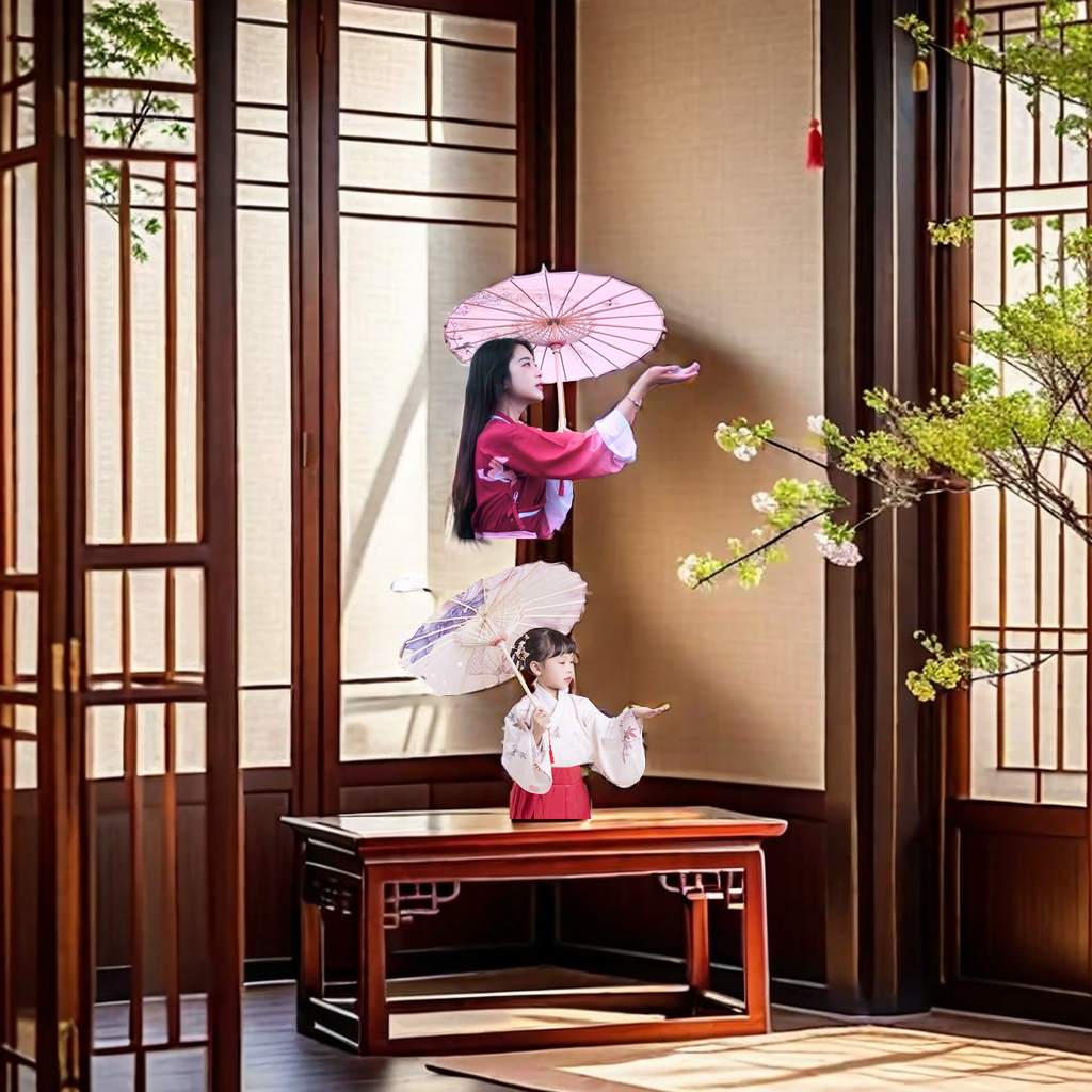 Factory Direct Chinese Style Silk Umbrella Handmade Antique Style Oil Paper Umbrella Lady Dance Hanfu Decorative Ceiling Umbrella Wholesale Candles Attached Item Picture