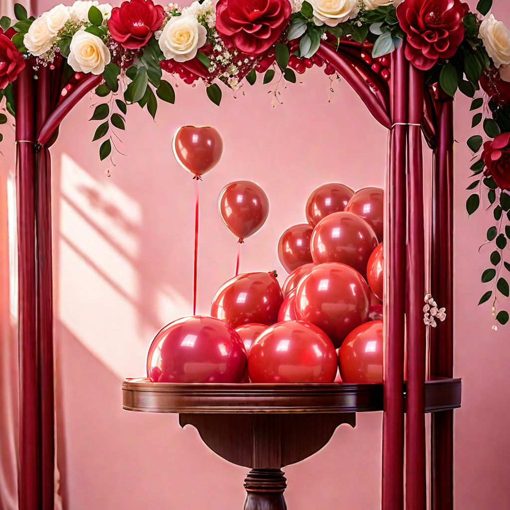 10-inch double-layer heart-shaped garnet red latex balloons, gemstone red heart decorative balloons, wedding room decoration items, heart-shaped balloons, romantic decorations details Picture