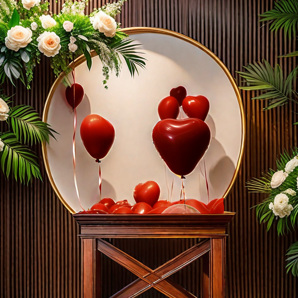 10-inch double-layer heart-shaped garnet red latex balloons, gemstone red heart decorative balloons, wedding room decoration items, heart-shaped balloons, romantic decorations Application Scenario
