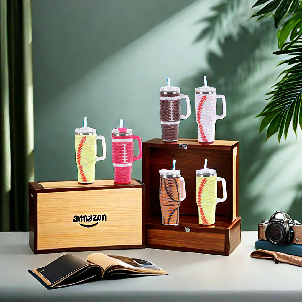 Amazon's best-selling 40oz stainless steel diamond-encrusted insulated cup, with an integrated design of car cup handle and straw, and decorated with rubber diamonds, is a special insulated cup for aviation obstruction lights