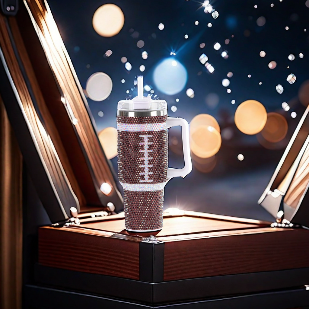 Amazon's best-selling 40oz stainless steel diamond-encrusted insulated cup, with an integrated design of car cup handle and straw, and decorated with rubber diamonds, is a special insulated cup for aviation obstruction lights Item Picture