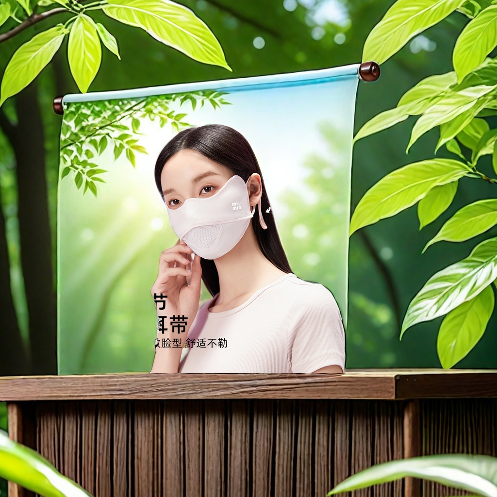 Ice Silk Hanging Ear Shade Mask Female Summer Breathable Thin High Appearance Level Eye Protection Angle Uv Shade Mask 4061 New Sunscreen Mask Application Scenario