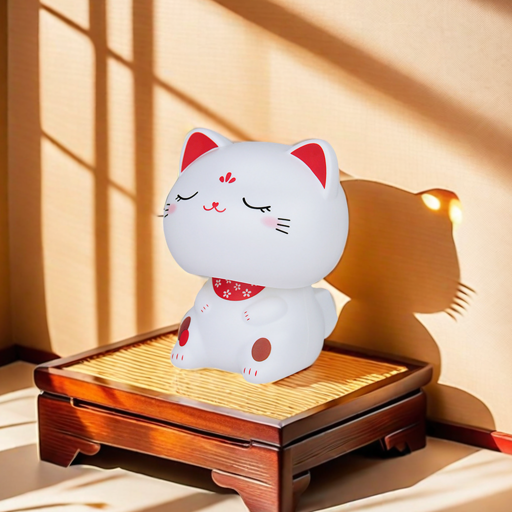 Solar-powered maneki Neko, big-headed and big-eyed cat plush toys, Internet celebrity bestsellers, office front desk opening small gifts, car decorations, big-eyed cute cat figurines details Picture