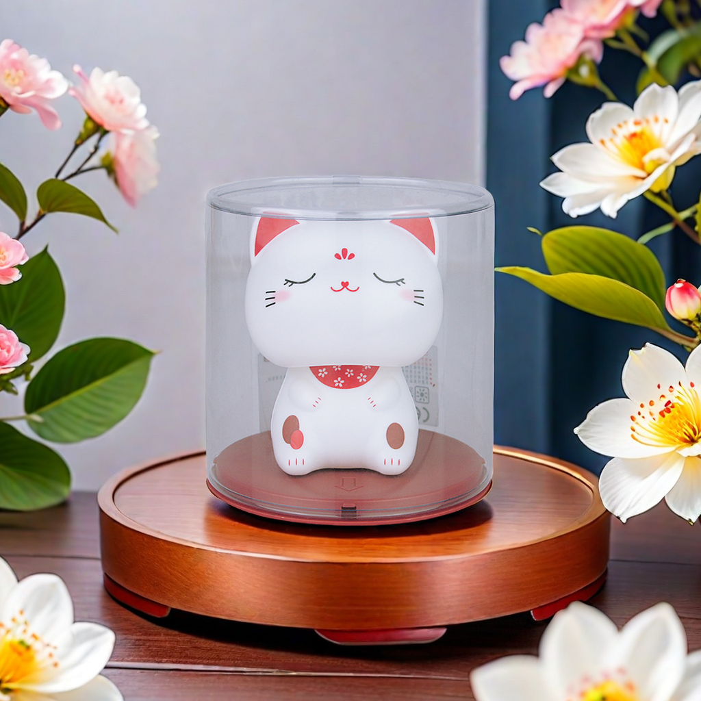 Solar-powered maneki Neko, big-headed and big-eyed cat plush toys, Internet celebrity bestsellers, office front desk opening small gifts, car decorations, big-eyed cute cat figurines Application Scenario