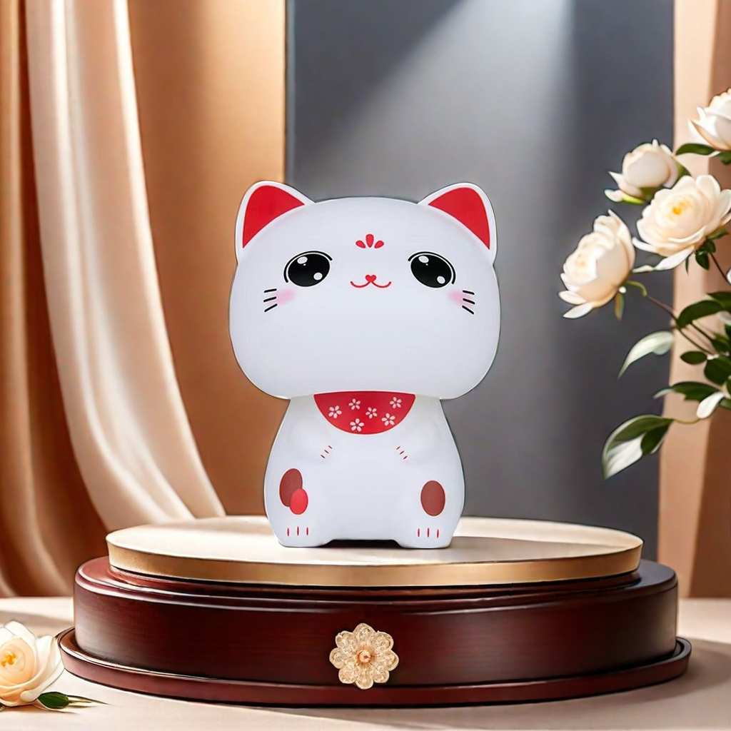 Solar-powered maneki Neko, big-headed and big-eyed cat plush toys, Internet celebrity bestsellers, office front desk opening small gifts, car decorations, big-eyed cute cat figurines Item Picture