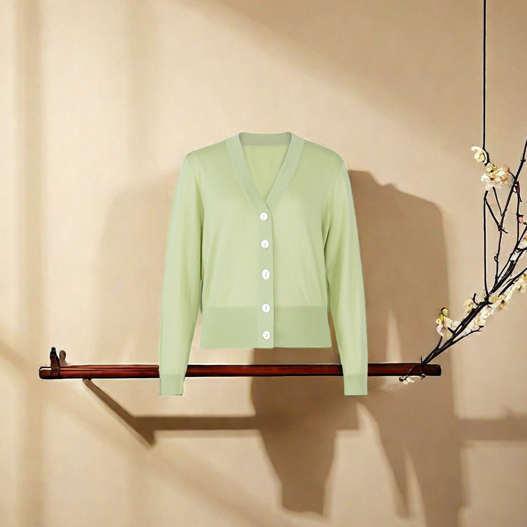 2024 Dopamine Women's Slimming Cardigan 18-stitch 120s ultra-fine all-wool seamless knitted sweater, versatile top sweater, fashionable, warm and elegant Item Picture