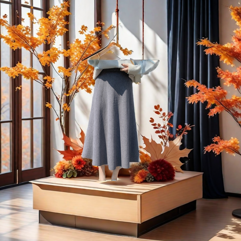 Autumn And Winter Women High Waist A Word Knitted Skirt Woolen Skirt In The Long Sweater With All The Trend To Cover The Hip Slimming Dress New Products On The Market details Picture