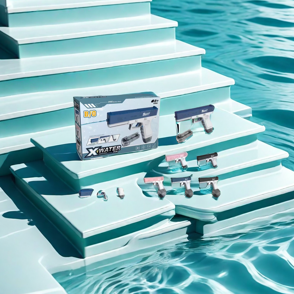 The water gun for children's summer outdoor use features dual magazines for water shooting and charging, with a charging function for 6 to 7 meters details Picture