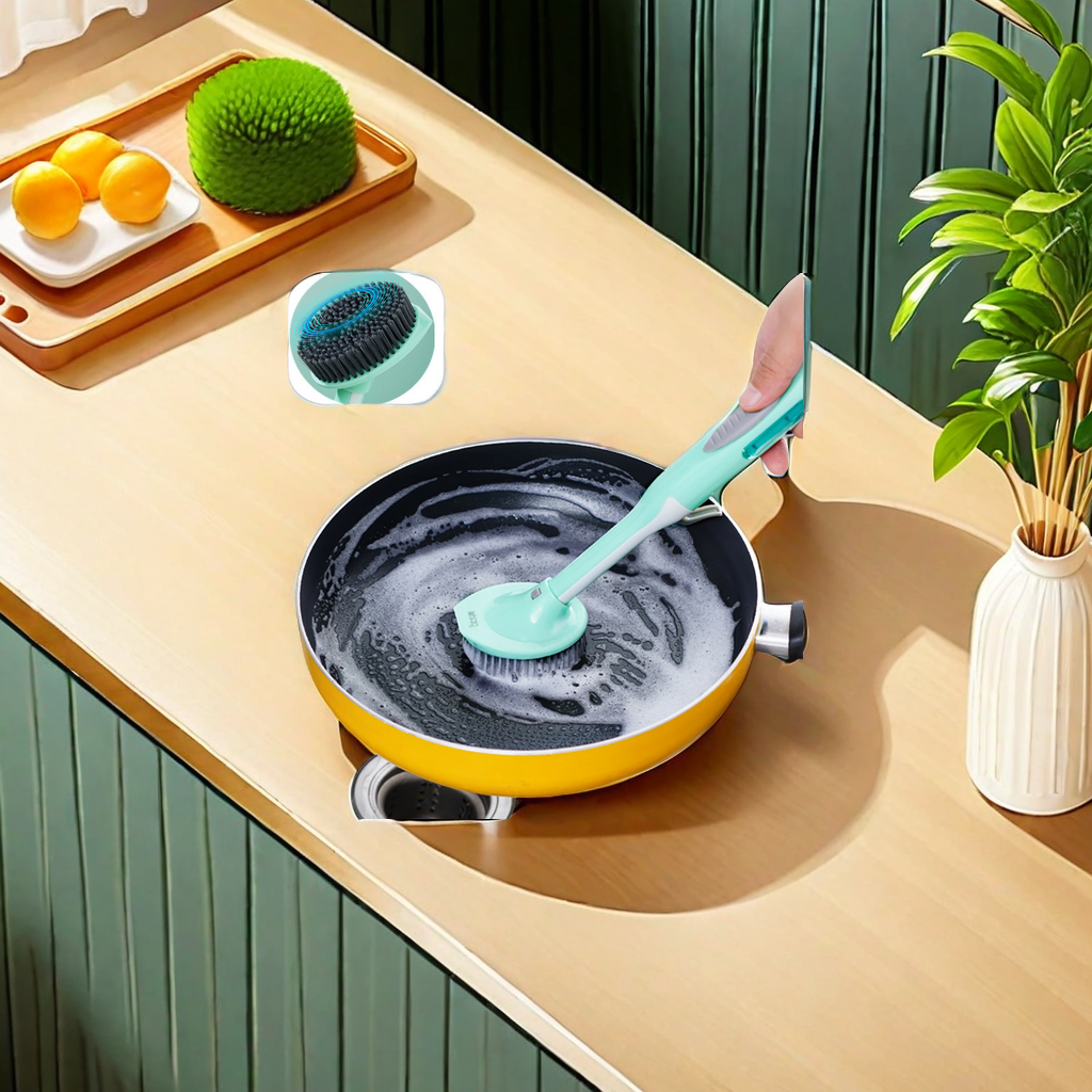 英柏帝INBODI长柄不沾油锅刷 家用厨房清洁工具 自动加液设计 灵活便捷 电风扇送风更清爽