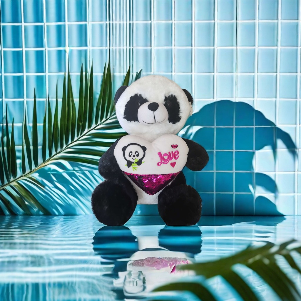 "Simulated panda plush toy, tiger tail design toy, plush toy pendant, realistic, cute, safe and non-toxic Specification image
