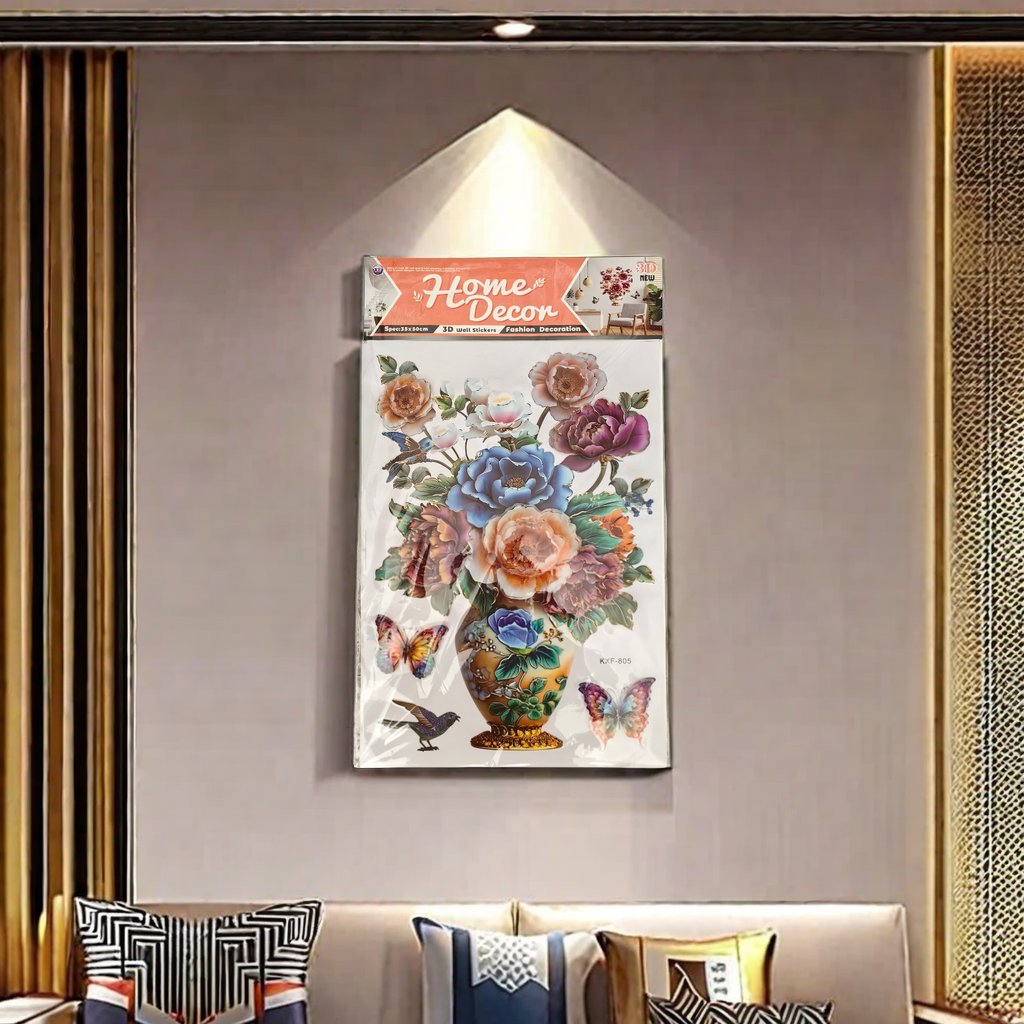 Cross-border wholesale 3D stereoscopic simulation vases, wall stickers, layer by layer, tattoo stickers, self-adhesive paper for bedrooms and living rooms, wall decorative stickers, creative home decorations details Picture