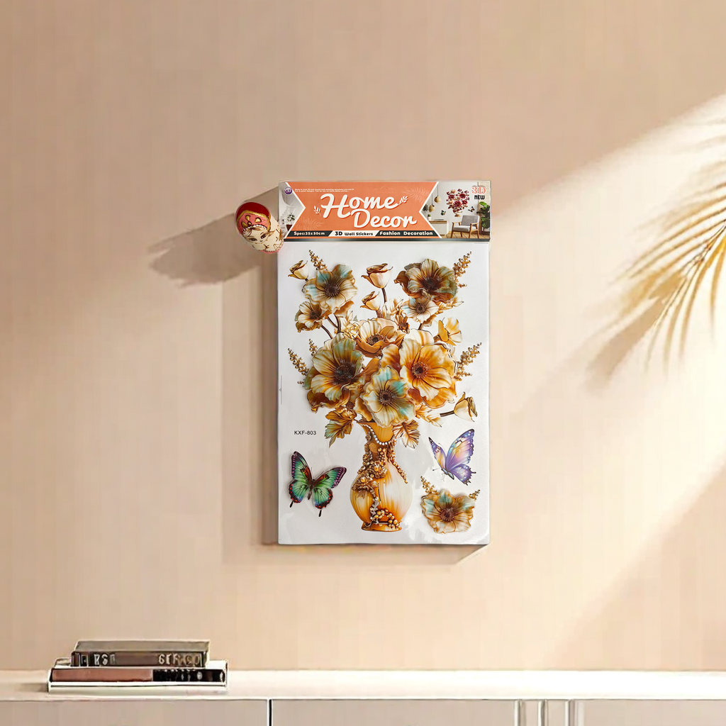 Cross-border wholesale 3D stereoscopic simulation vases, wall stickers, layer by layer, tattoo stickers, self-adhesive paper for bedrooms and living rooms, wall decorative stickers, creative home decorations Application Scenario