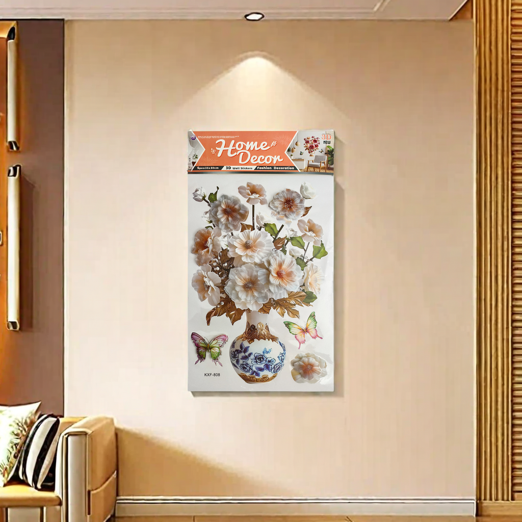 Cross-border wholesale 3D stereoscopic simulation vases, wall stickers, layer by layer, tattoo stickers, self-adhesive paper for bedrooms and living rooms, wall decorative stickers, creative home decorations Item Picture