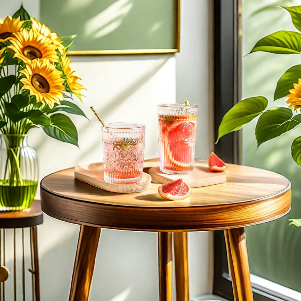 Vintage Embossed Gold Rim Glass Ins Wind Sun Flower Water Cup Tea Cup Juice Cup Home Transparent Gift Cup Unique Design Glass Cup