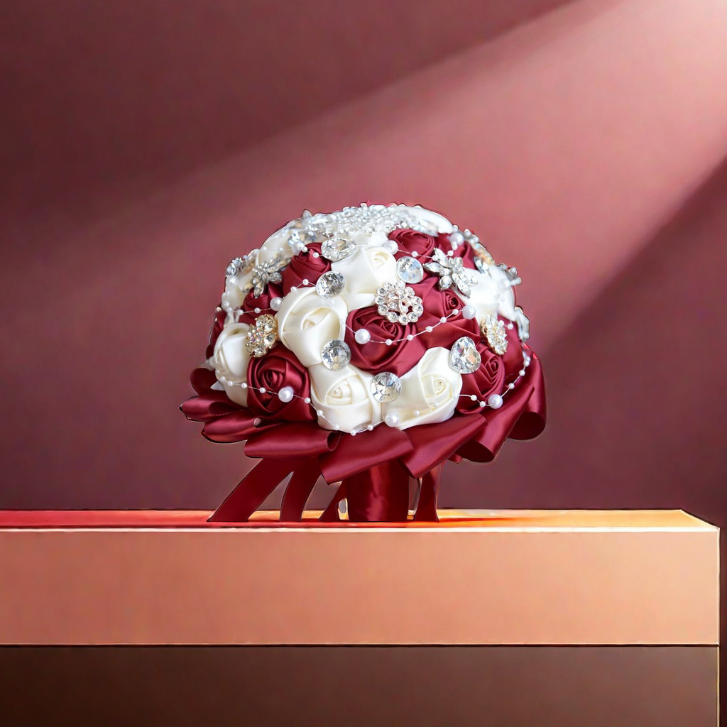 1314 types of bridal bouquets, special for wedding celebrations, pearl, water diamond, ribbon and rose, handcrafted, factory direct sales, customizable, Only Love details Picture