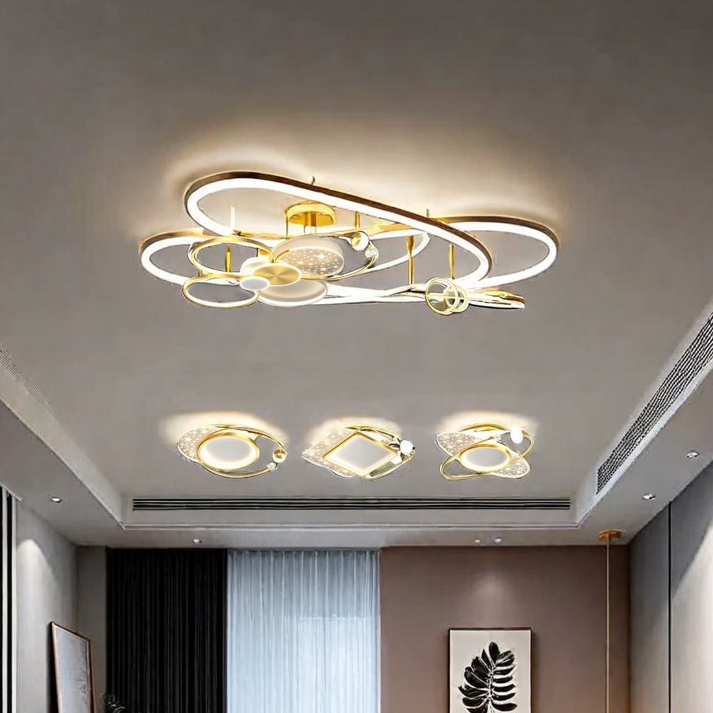 The 2022 new Nordic-style light luxury ceiling lamp 5253 is a simple, modern and elegant whole-house package combination lighting decoration and lighting equipment