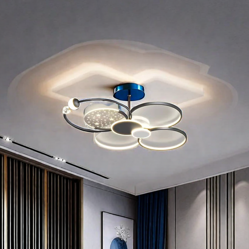 The 2022 new Nordic-style light luxury ceiling lamp 5253 is a simple, modern and elegant whole-house package combination lighting decoration and lighting equipment details Picture