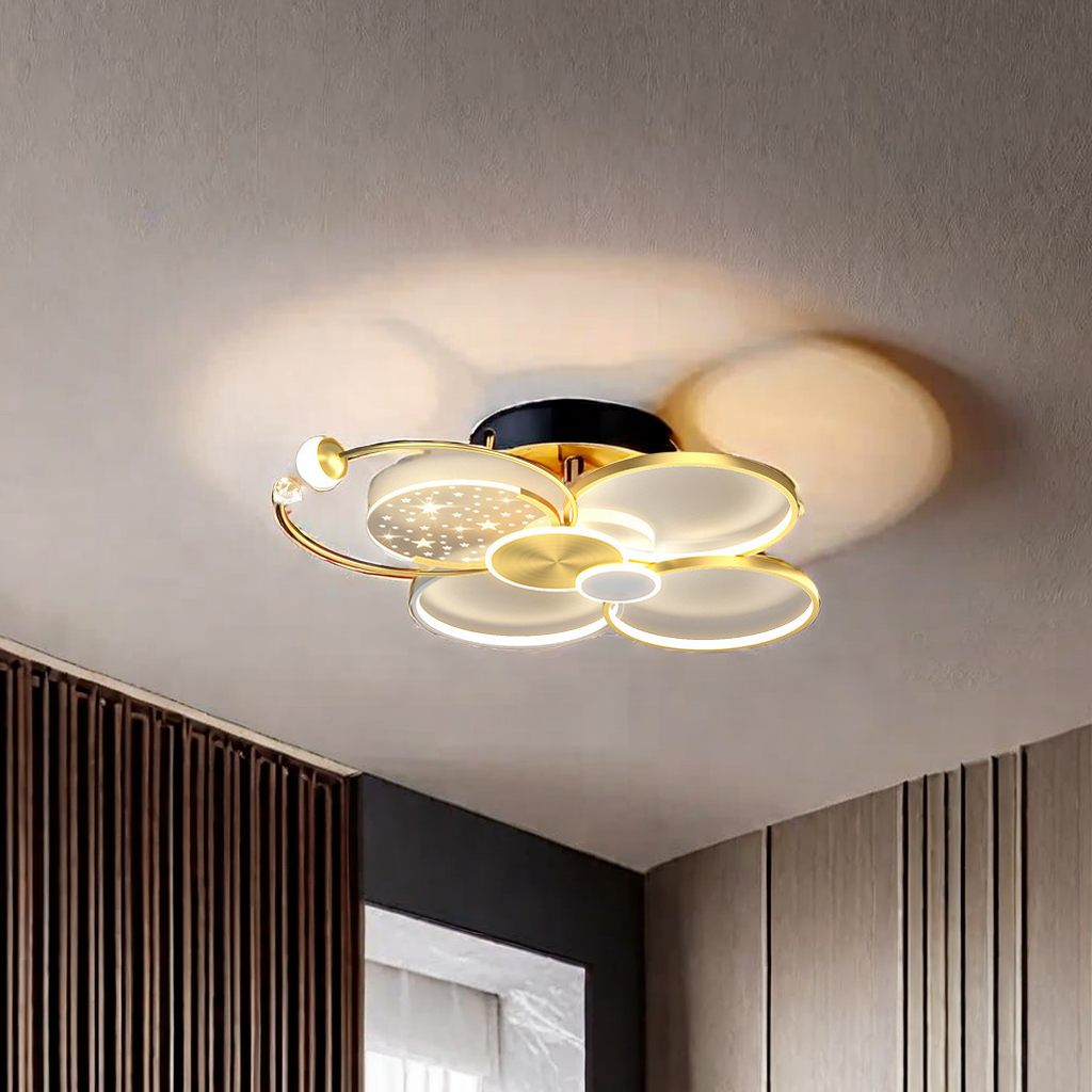The 2022 new Nordic-style light luxury ceiling lamp 5253 is a simple, modern and elegant whole-house package combination lighting decoration and lighting equipment Specification image