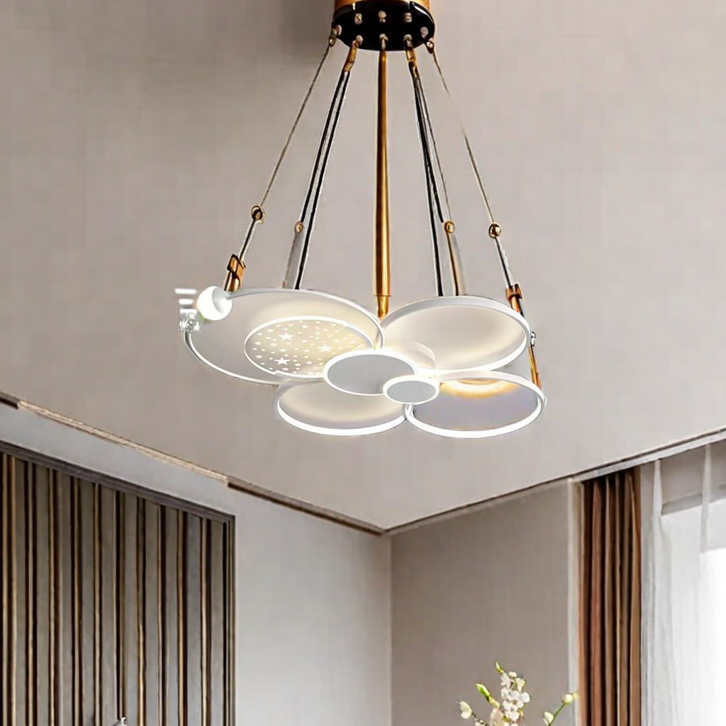 The 2022 new Nordic-style light luxury ceiling lamp 5253 is a simple, modern and elegant whole-house package combination lighting decoration and lighting equipment Application Scenario