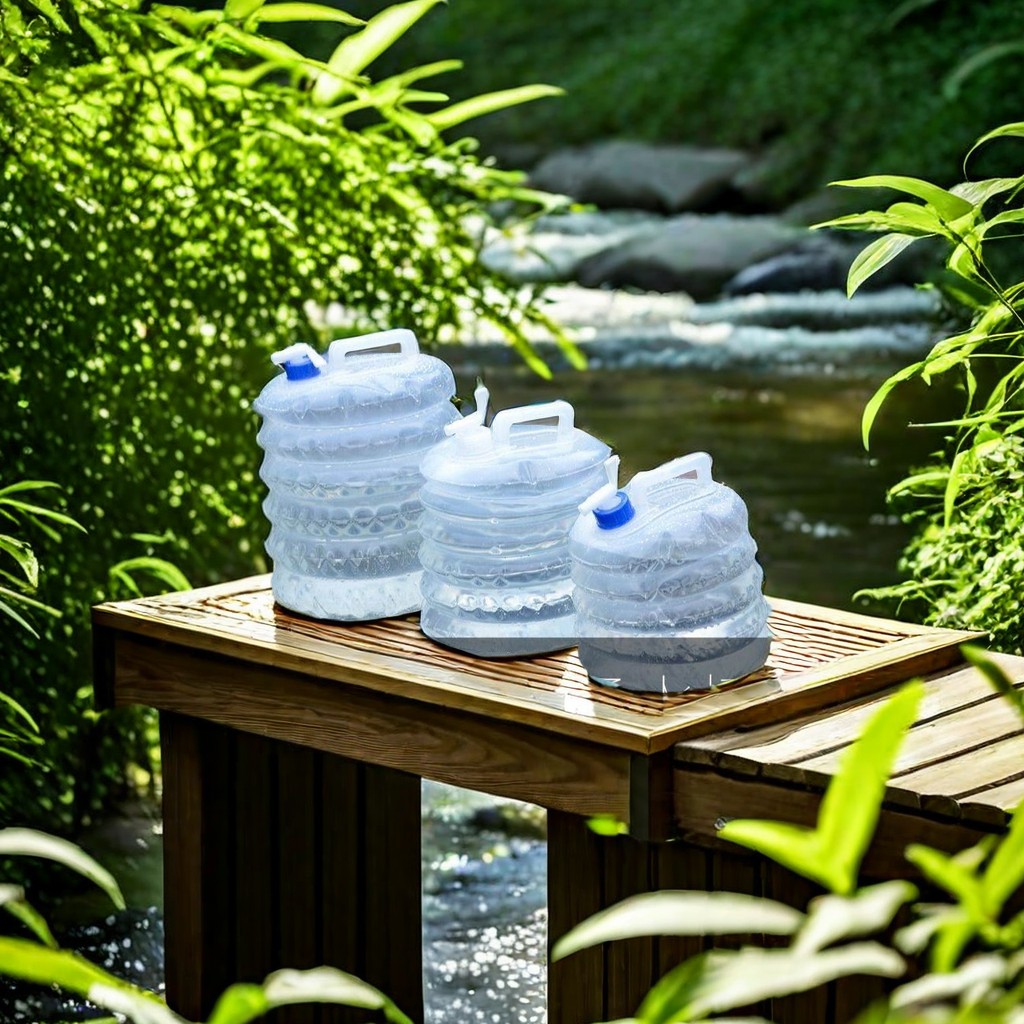 户外旅行野营大容量3L5L15升伸缩折叠水桶带水龙头 车载储水工艺品 蓄装便携式水桶